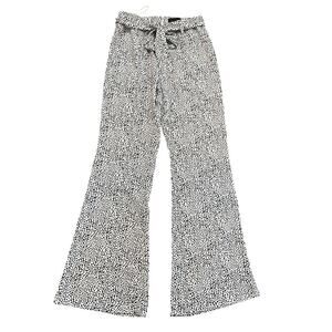 Lucy Paris White Black Animal Printed Belted Wide Leg Pants Size XS